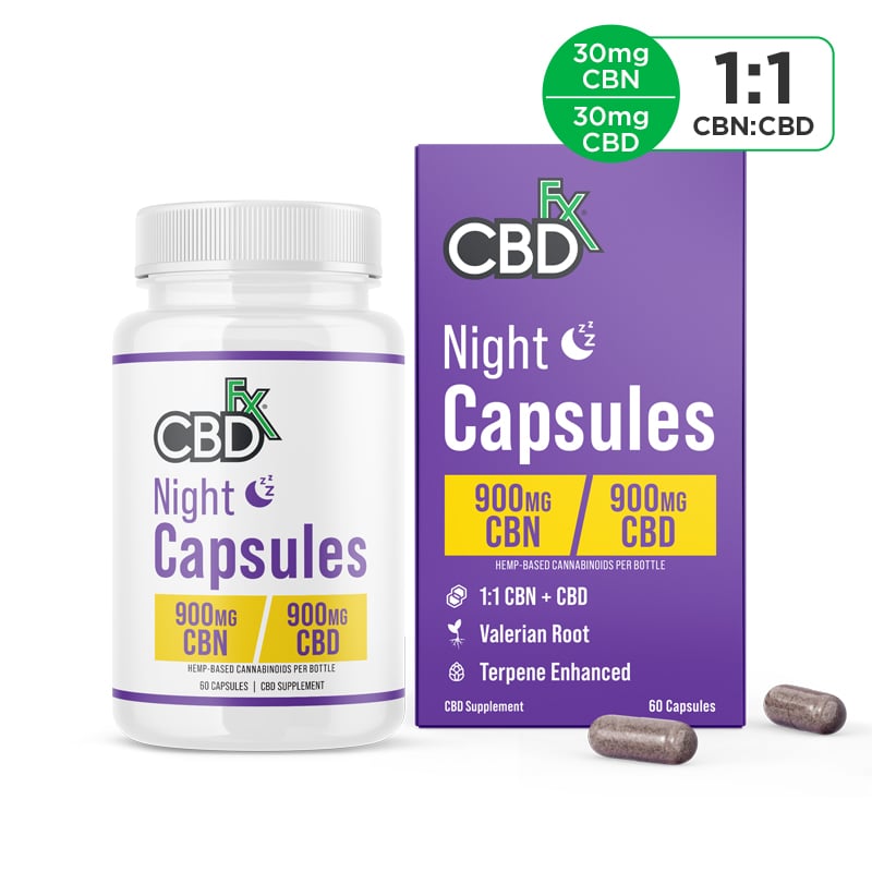 1:1 Ratio CBD + CBN Night Capsules for sleep - 100% Vegan CBN