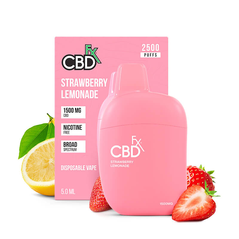 Strawberry Lemonade CBD Vape Pen | 1500mg Broad Spectrum CBD - CBDfx Strawberry Lemonade CBD Vape Pen | 1500mg Broad Spectrum CBD - CBDfx